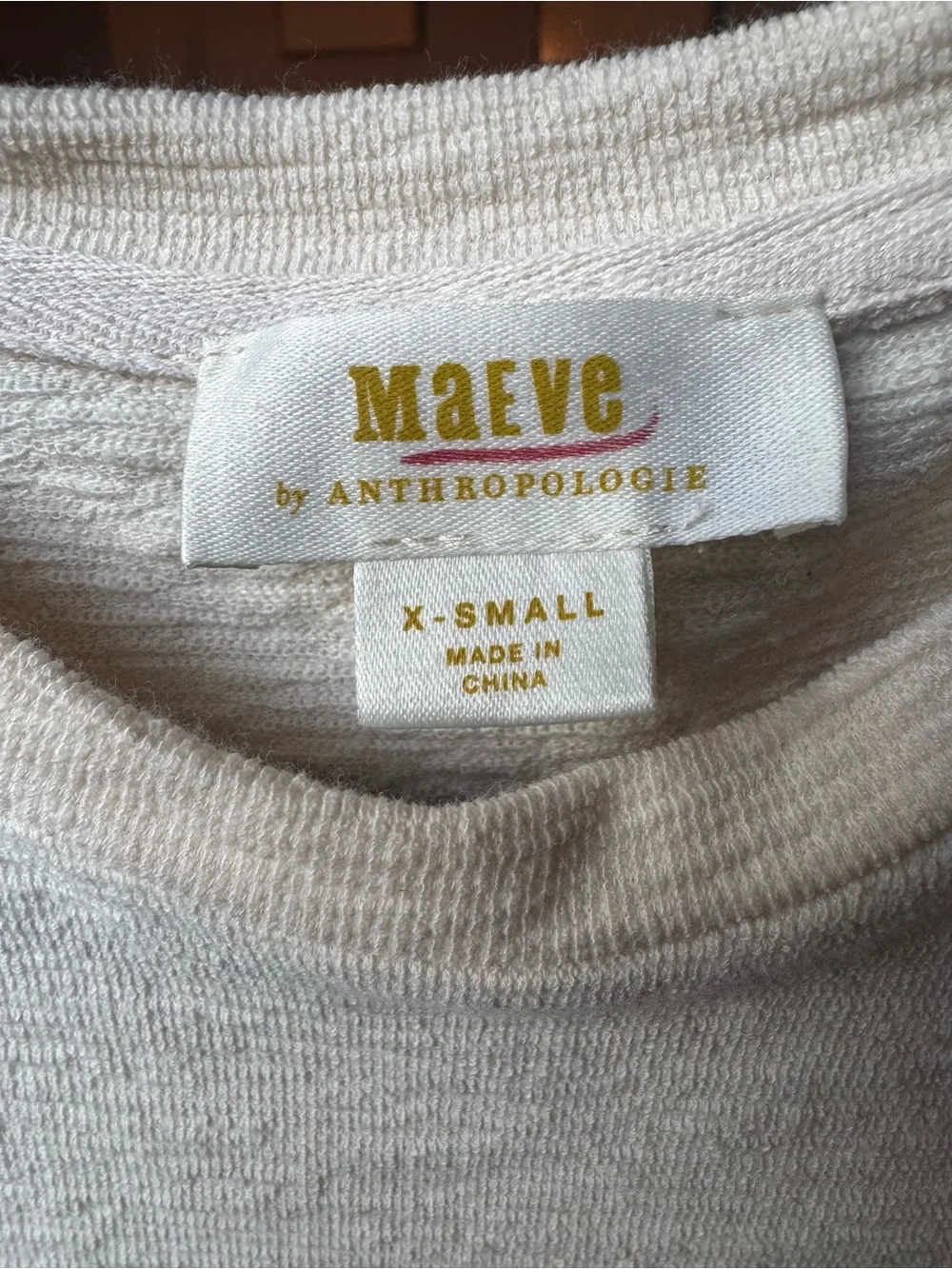 Maeve Anthropologie Swiss Dot Puff Sleeve Knit Top Ivory XS